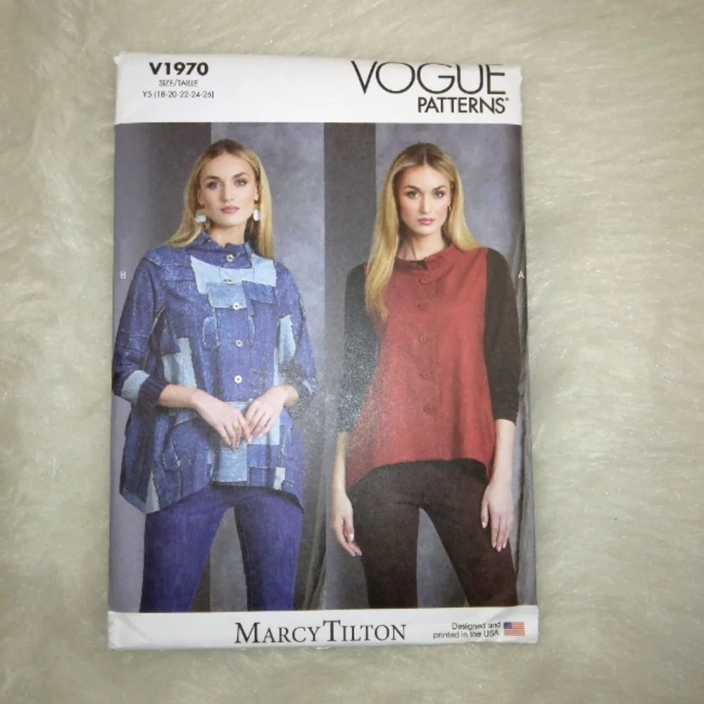 VOGUE V1970 Sz 18-26 Semi-fitted Vest And Jacket By Marcy Tilton